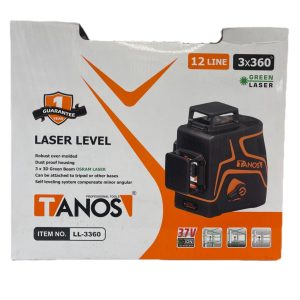 تراز لیزری ۱۲ خط شارژی ۳بعدی سبز ۳۶۰ درجه TANOS